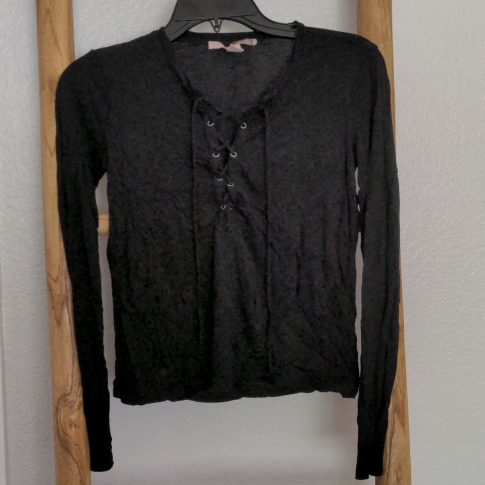 Black lace up long sleeve